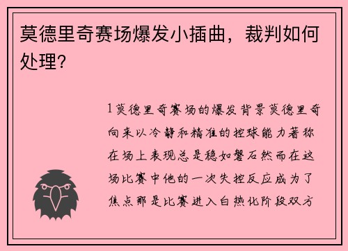 莫德里奇赛场爆发小插曲，裁判如何处理？